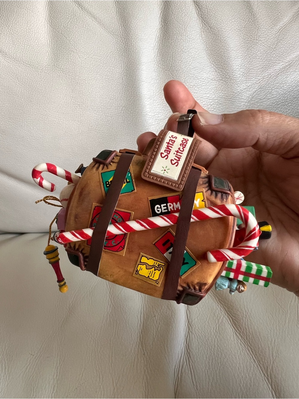 Santa's Suitcase Brown Travel Duffel Bag Ornament